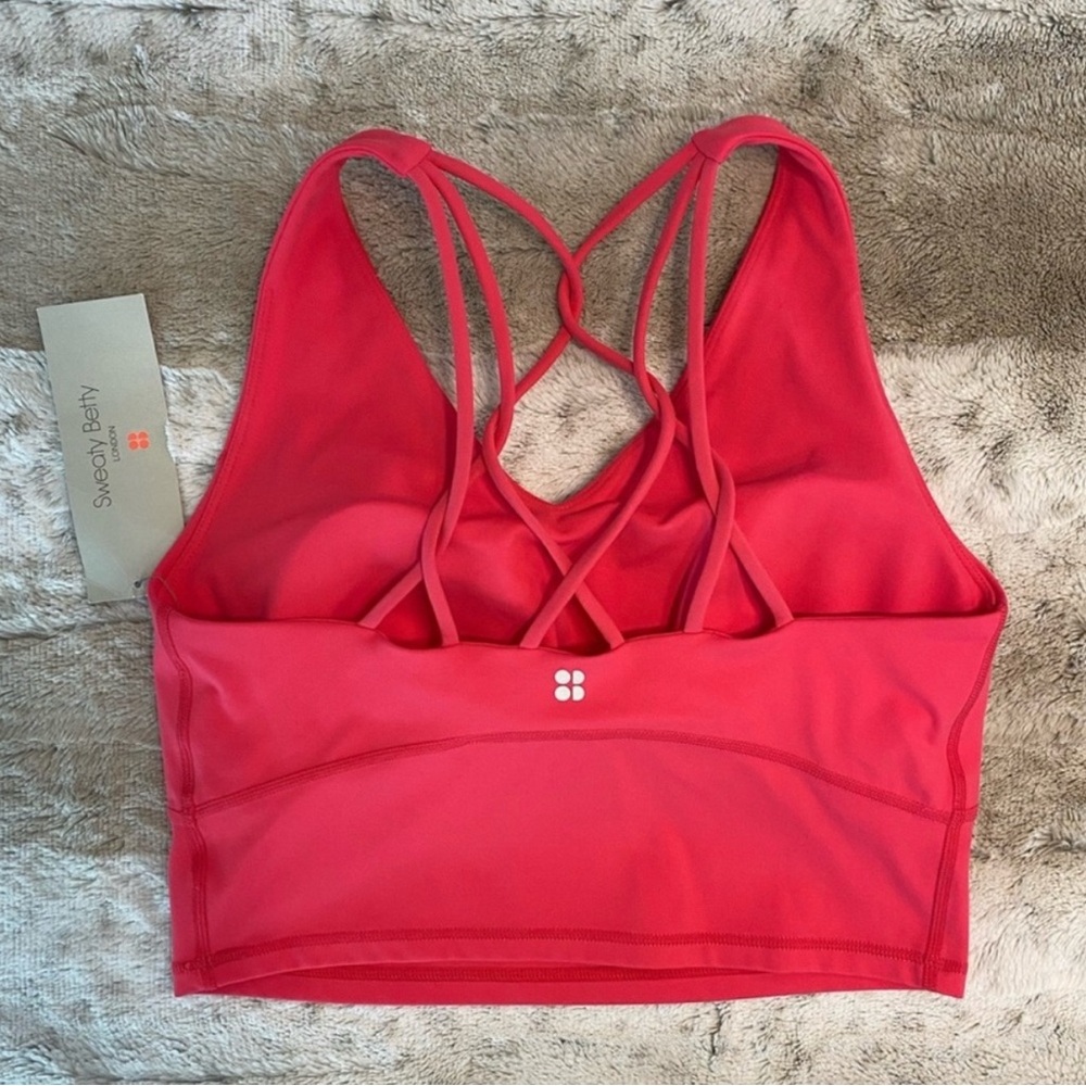 NWT Sweaty Betty Super Soft Strappy Back Workout Crop Top in Glow Pink SIZE US 6 - Picture 5 of 12